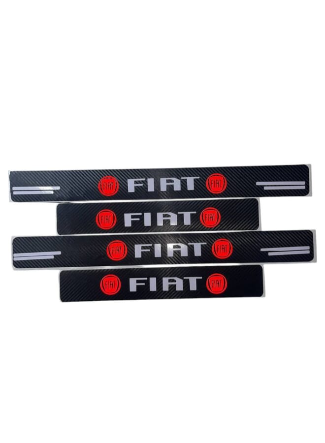 Carbon Fiber Door Sill Protector Strip - Fiat Logo - Scratch Resistant - Easy to Install - Suitable for All Fiat Cars - Image 1