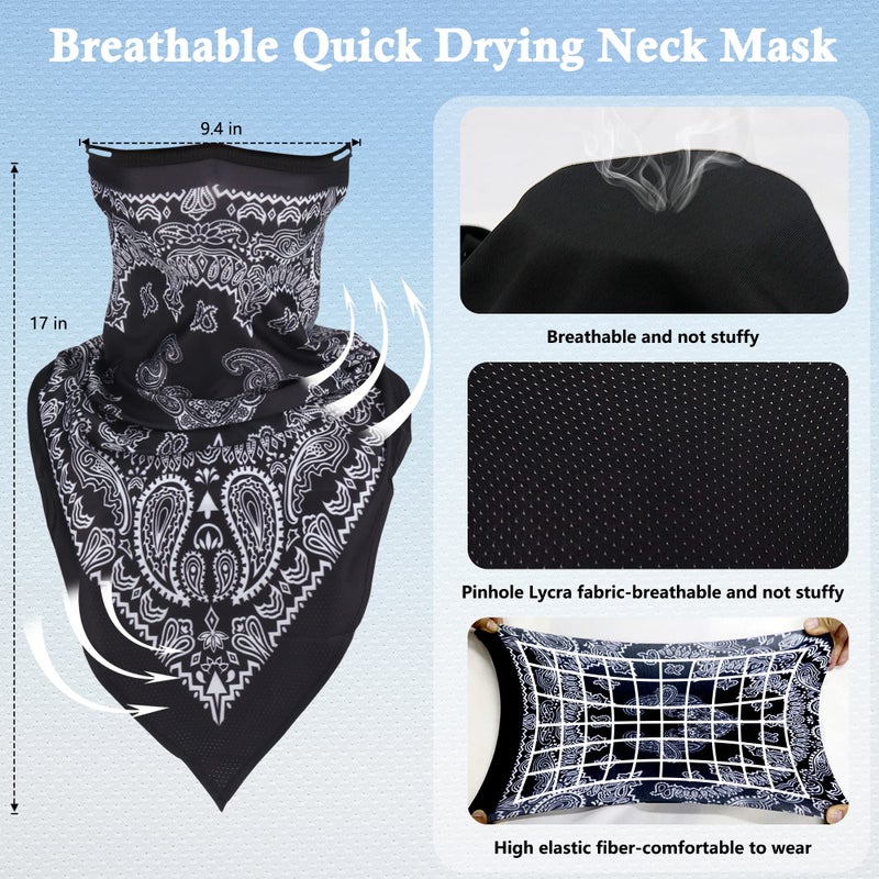 RIDEIWAKE Bandana Neck Gaiter with Ear Loops Balaclava Face Scarf Mask Quick-Dry Half Masks for Women Men - Dustproof & UV Sun Protection & Breathable- Paisley Style - Image 3