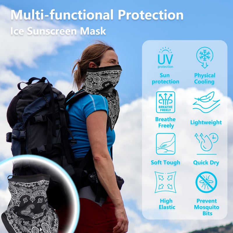 RIDEIWAKE Bandana Neck Gaiter with Ear Loops Balaclava Face Scarf Mask Quick-Dry Half Masks for Women Men - Dustproof & UV Sun Protection & Breathable- Paisley Style - Image 4