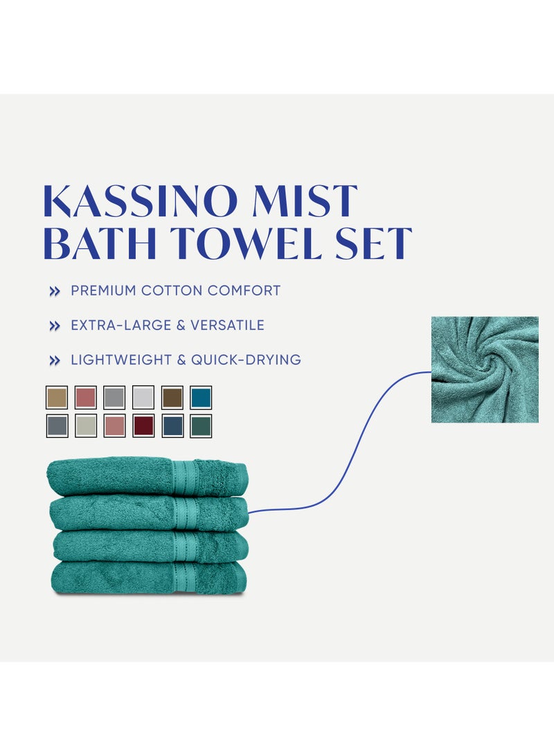كاسينو Kassino Premium Bath Towels Set - (4 Pack, 70x140 cm), 580 GSM Bath Towel,100% Combed Cotton, Soft & Quick-Dry Towels for Bathroom, Highly Absorbent, Double Stitched Hotel Quality Towels | Sea Green - Image 2