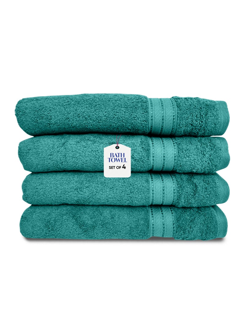 كاسينو Kassino Premium Bath Towels Set - (4 Pack, 70x140 cm), 580 GSM Bath Towel,100% Combed Cotton, Soft & Quick-Dry Towels for Bathroom, Highly Absorbent, Double Stitched Hotel Quality Towels | Sea Green - Image 1