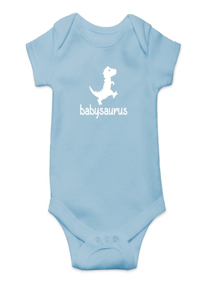 Crazy Bros Tees Babysaurus Baby Bodysuit - Adorable Infant Boy Girl Romper Clothing Newborn Unisex Clothes (6 Months, Light Blue) - Image 1