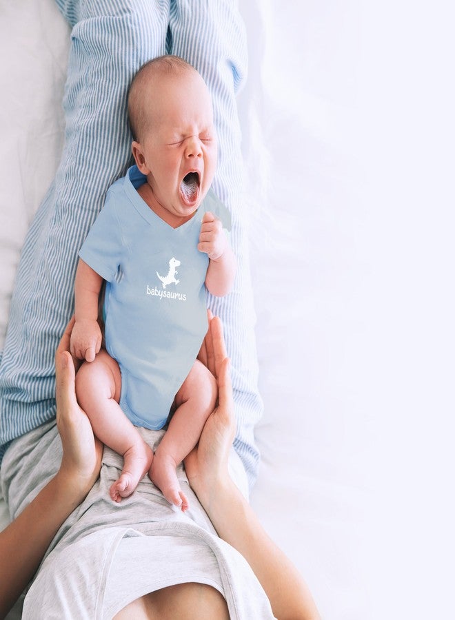 Crazy Bros Tees Babysaurus Baby Bodysuit - Adorable Infant Boy Girl Romper Clothing Newborn Unisex Clothes (6 Months, Light Blue) - Image 3