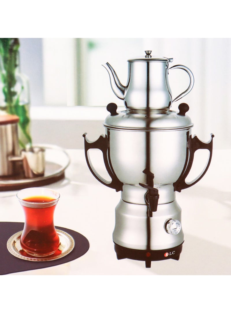 1800W Electric Samovar with 3.5 Litre Kettle Capacity and 0.8 Litre Teapot Capacity, DLC DLC-38135 Tea Maker - Silver