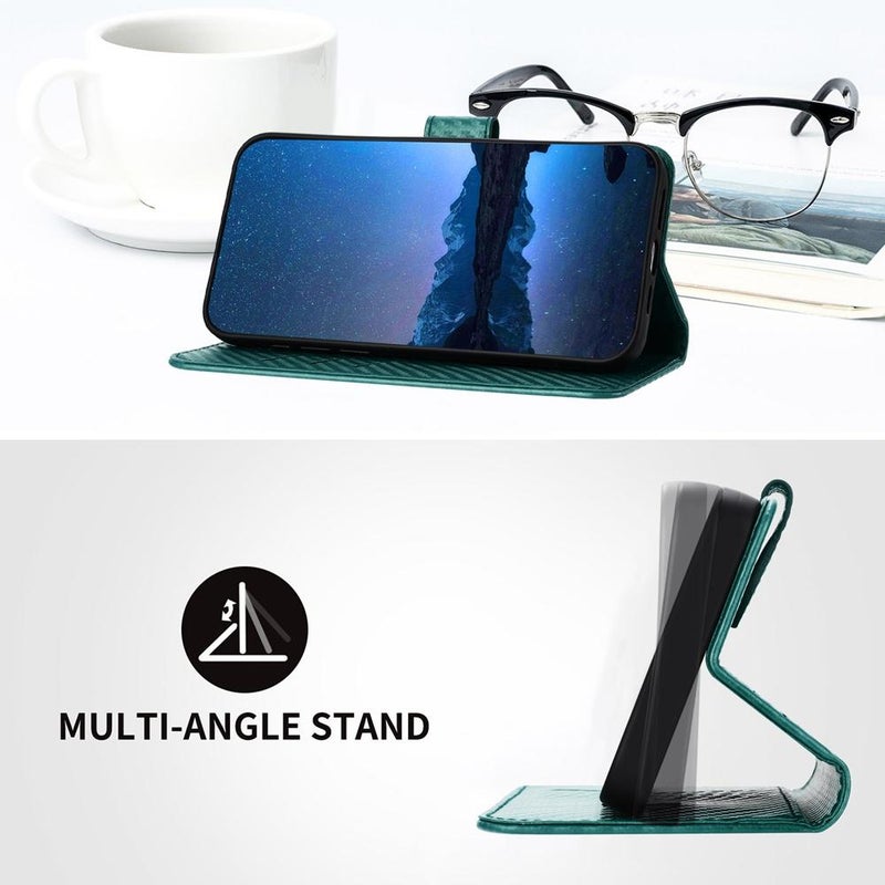 إيروريكس جراب هاتف موتورولا إيدج 60 YX0070 مصنوع من ألياف الكربون ومشبك من الجلد مع حبل (أخضر غامق) - Image 4