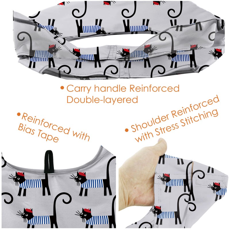 BeeGreen Gifts for Cat Lovers 6 Pack Cats Reusable Grocery Bags with Elastic Band Reusable Shopping Bags Bulk 50LBS X-Large Foldable-Machine Washable-Heavy Duty Kitten Bags - Image 5