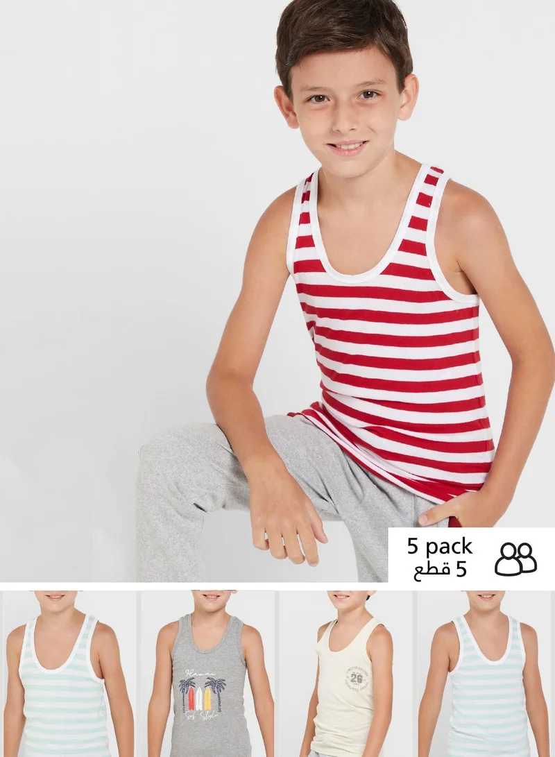 Pinata Pack Of 5 Printed Boys Vest