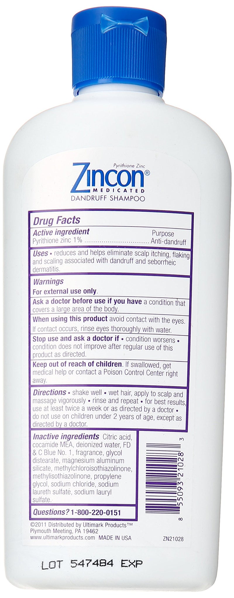 Zincon Pack of 3 Each ZINCON SHAMPOO 8OZ PT#5509321028 - Image 2