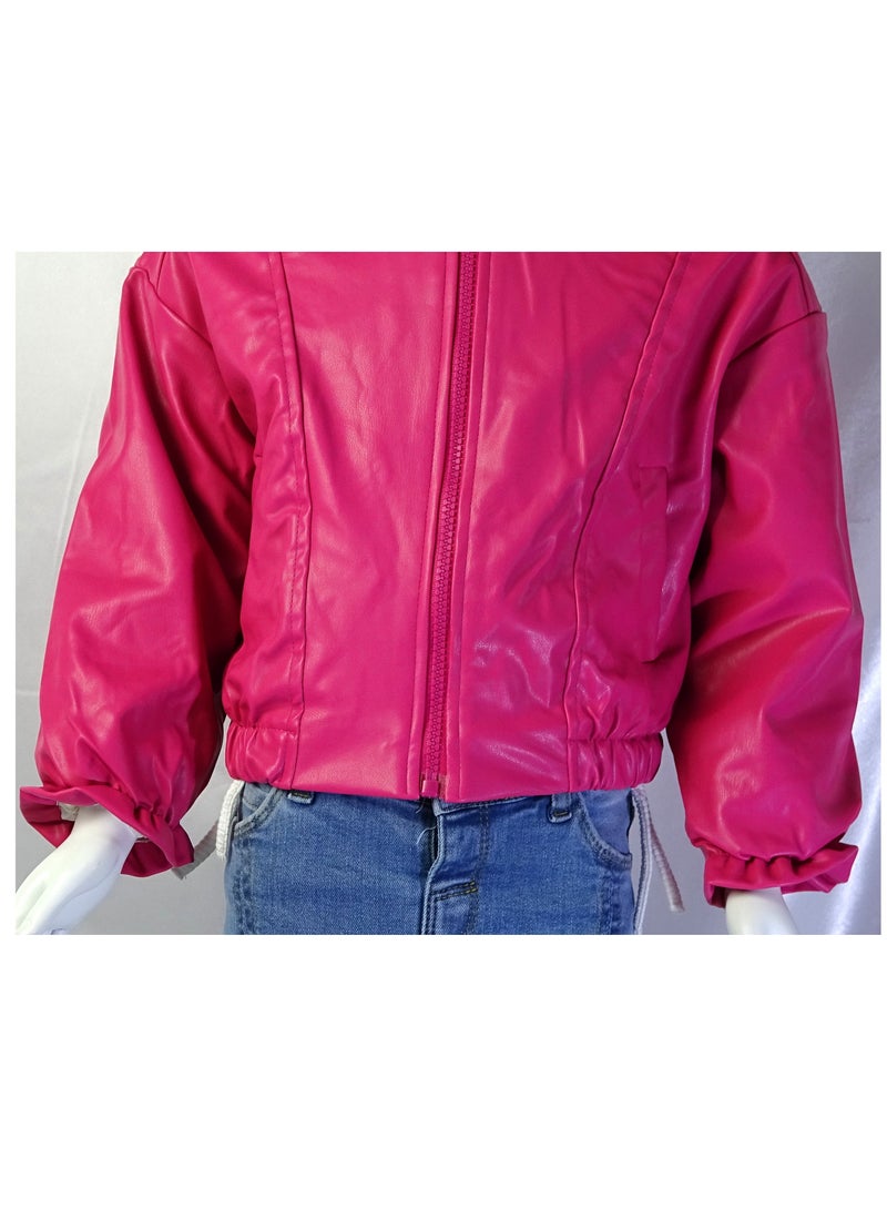 شلــــتر صناعة تركية فاخرة؛ جاكيت جلد للبنات بسحاب لون سادة لفصل الخريف و الشتاء من مجموعة شلـــتر 35605 - Image 4