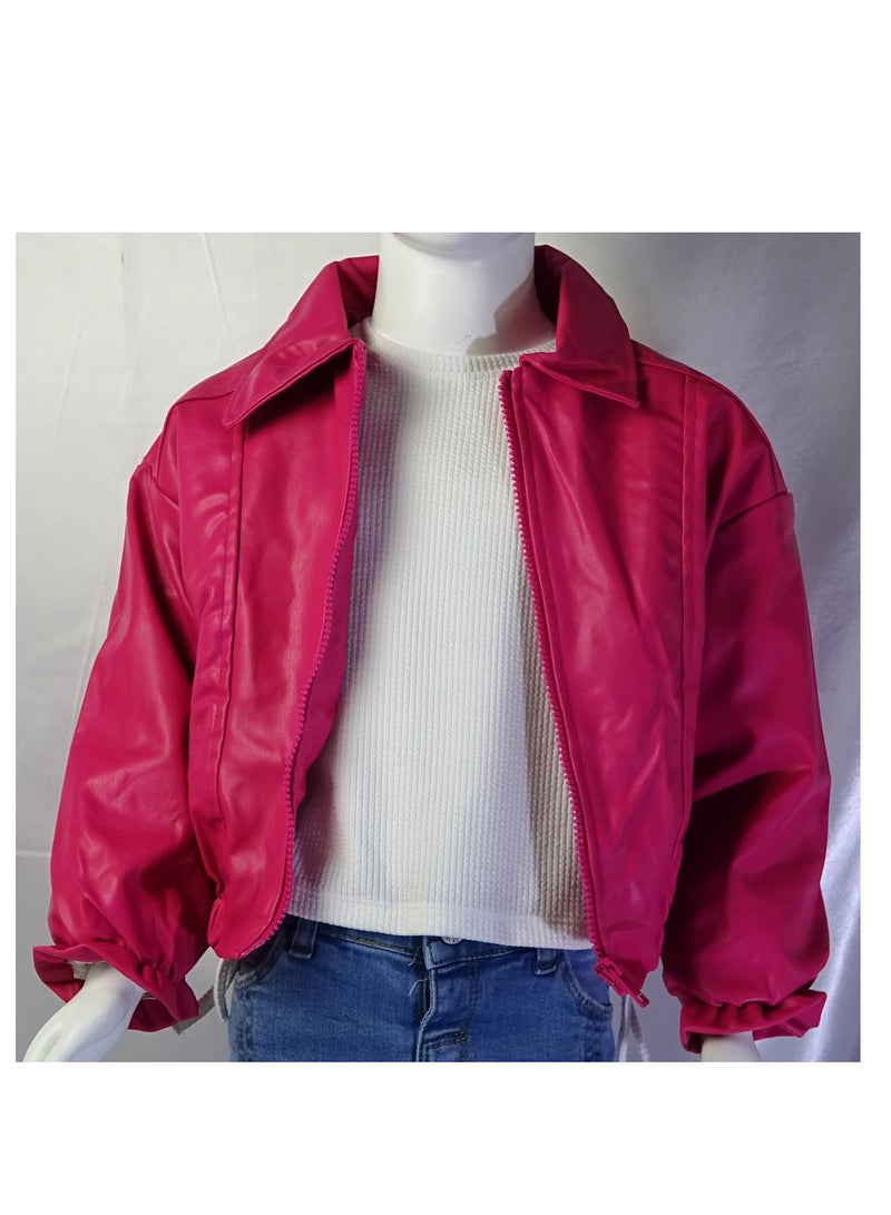 شلــــتر صناعة تركية فاخرة؛ جاكيت جلد للبنات بسحاب لون سادة لفصل الخريف و الشتاء من مجموعة شلـــتر 35605 - Image 5