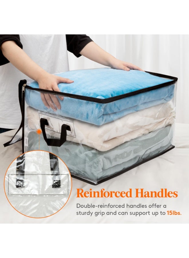 XiuWoo 4 Pack Clear Clothes Storage Bags, 60L Plastic Blanket Vinyl Foldable Moving Bags, Closet Organizers Containers, Under Bed Storage Box, Duvet Storage Cover, Home Storage Bag with Zipper, Clear Window - Image 4