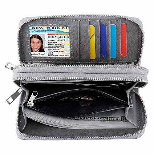 XEYOU Double Zipper Long Clutch Wallet Cellphone Wallet for Women with Removable Wristlet Strap for Credit Card, Cash, Coin, Bill - Image 4