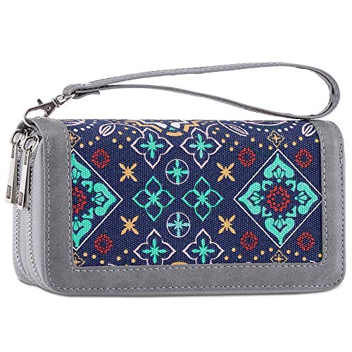 XEYOU Double Zipper Long Clutch Wallet Cellphone Wallet for Women with Removable Wristlet Strap for Credit Card, Cash, Coin, Bill - Image 1