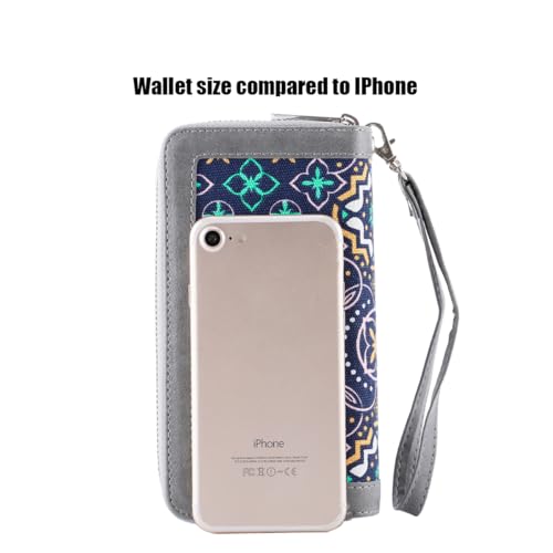 XEYOU Double Zipper Long Clutch Wallet Cellphone Wallet for Women with Removable Wristlet Strap for Credit Card, Cash, Coin, Bill - Image 3