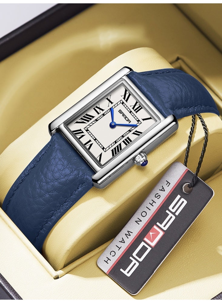 SANDA Men Quartz Watch Waterproof Casual Fashion Men Quartz Watches Wear Resistant Leather Strap Square Dial Design Business Wristwatch Male - Image 1