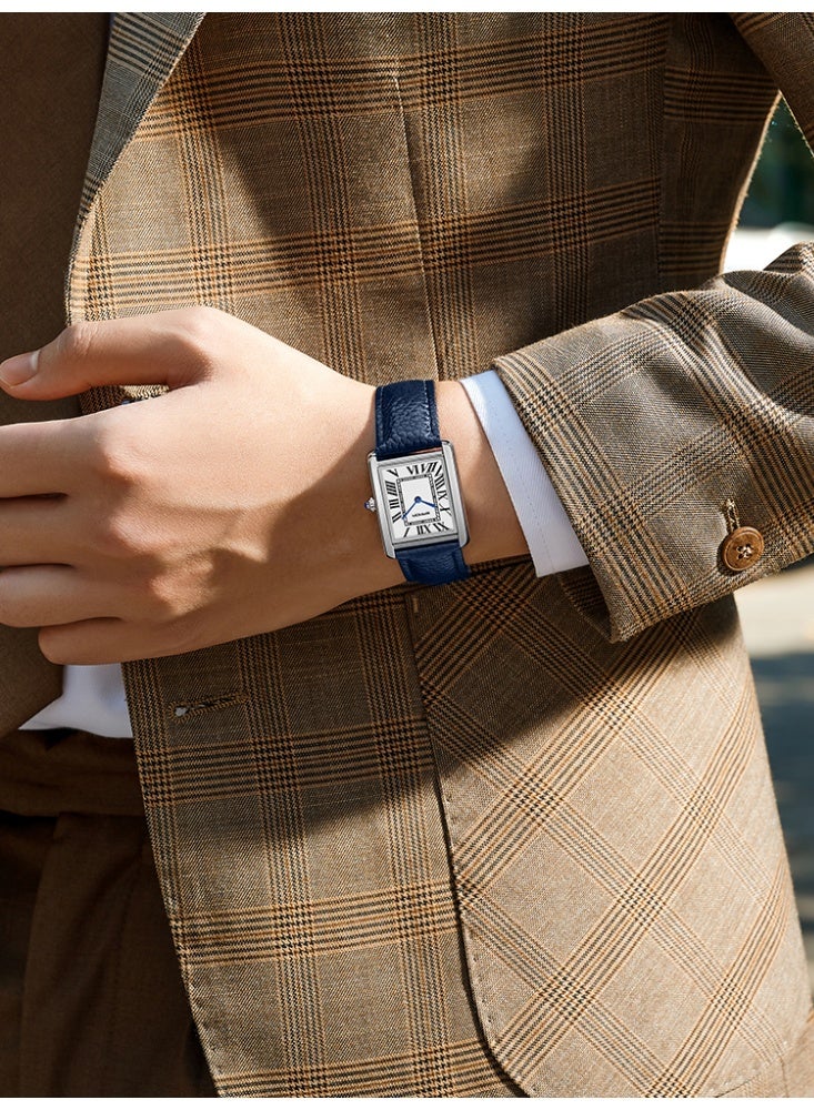 SANDA Men Quartz Watch Waterproof Casual Fashion Men Quartz Watches Wear Resistant Leather Strap Square Dial Design Business Wristwatch Male - Image 4