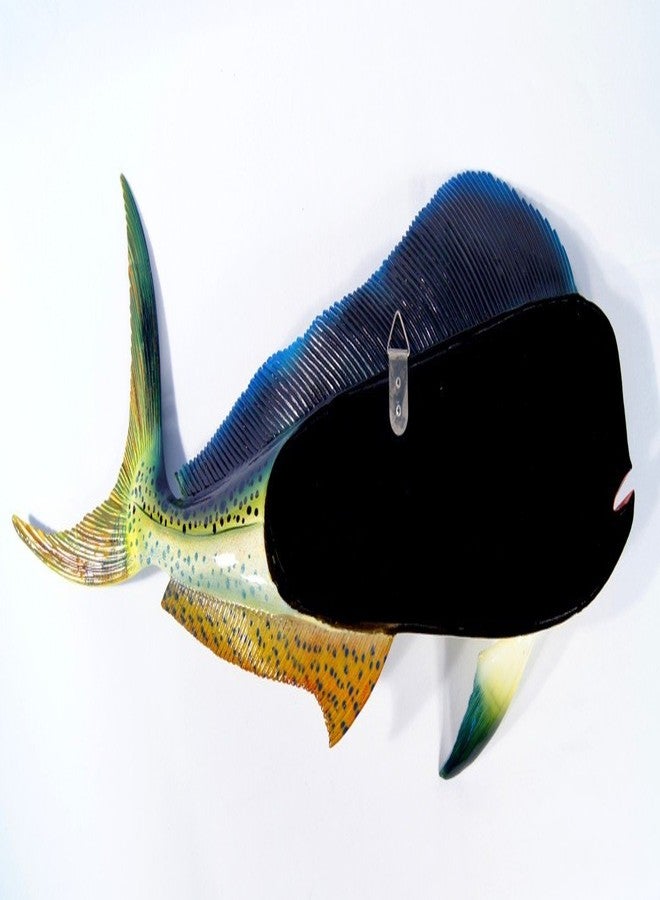 ال اكس لوحة جدارية مرسومة يدويًا بتصميم سمكة ماهي ماهي ودلفين أخضر مقاس 12 بوصة - Image 5