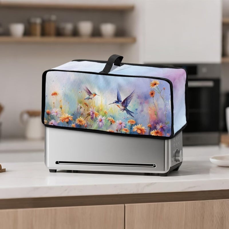 ZDCUSTOM Hummingbird Daisy Purple Long Slot Toaster Cover Compatible with 2 Slice Toaster Dust Protection Stain Resistant Slim Bread Maker Cover - Image 2