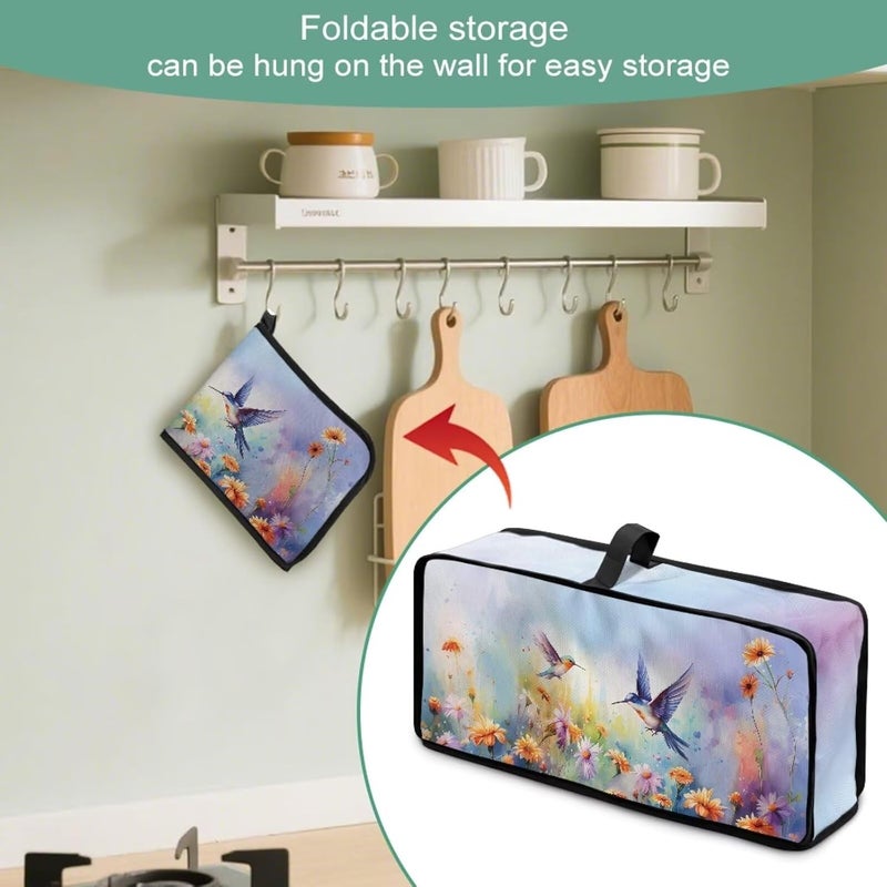 ZDCUSTOM Hummingbird Daisy Purple Long Slot Toaster Cover Compatible with 2 Slice Toaster Dust Protection Stain Resistant Slim Bread Maker Cover - Image 5
