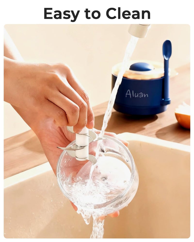 Aluan Mini Electric Chopper for Kitchen, 250ML Portable USB Rechargeable Food Processor with Sharp 6 Stainless Steel Blades, One-Touch Operation, for Garlic, Onion, Nuts, Ginger, Vegetables - Image 3
