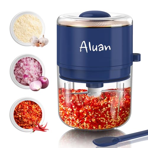 Aluan Mini Electric Chopper for Kitchen, 250ML Portable USB Rechargeable Food Processor with Sharp 6 Stainless Steel Blades, One-Touch Operation, for Garlic, Onion, Nuts, Ginger, Vegetables - Image 1
