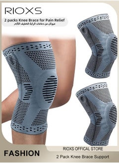 RIOXS 2 Pack Knee Brace,Compression Knee Support Brace,Professional Knee Sleeve With Patella Pad & Side Stabilizers,Men Women Kneepad Brace For  Meniscus Tear,ACL,Joint Pain,Runner,Workout  - Image 1