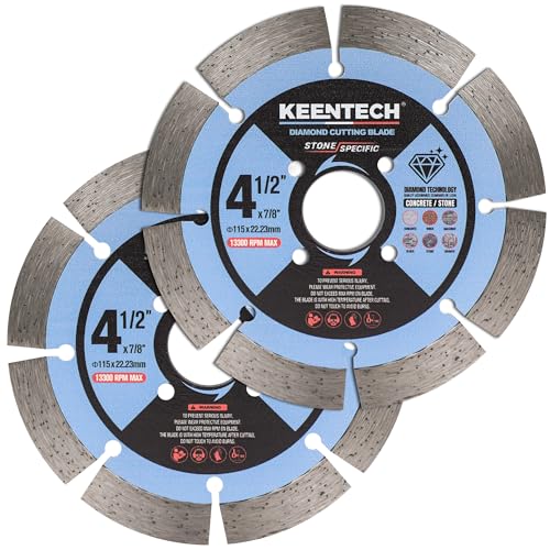 KEENTECH Segmented Diamond Saw Blade 4-1/2 inch, for Smooth Cutting Concrete Marble Granite Brick Masonry, Diamond Blade for Angle Grinder, 4.5" Dry or Wet Cutting Concrete Saw Blades (2-Pack) - Image 1