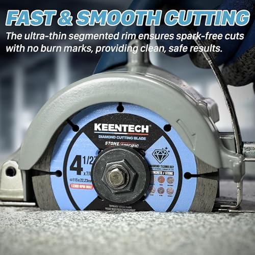 KEENTECH Segmented Diamond Saw Blade 4-1/2 inch, for Smooth Cutting Concrete Marble Granite Brick Masonry, Diamond Blade for Angle Grinder, 4.5" Dry or Wet Cutting Concrete Saw Blades (2-Pack) - Image 3