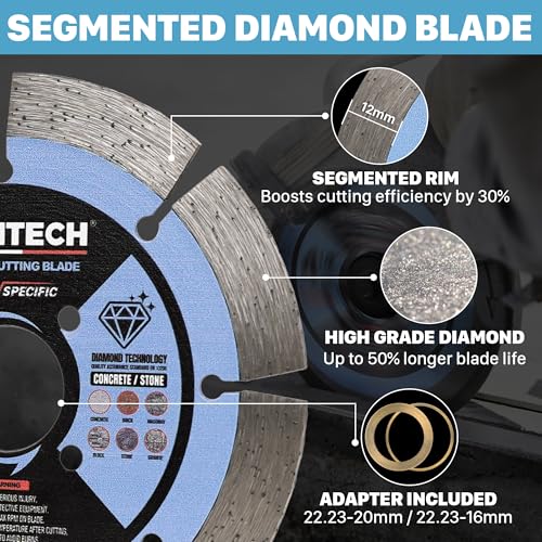 KEENTECH Segmented Diamond Saw Blade 4-1/2 inch, for Smooth Cutting Concrete Marble Granite Brick Masonry, Diamond Blade for Angle Grinder, 4.5" Dry or Wet Cutting Concrete Saw Blades (2-Pack) - Image 4
