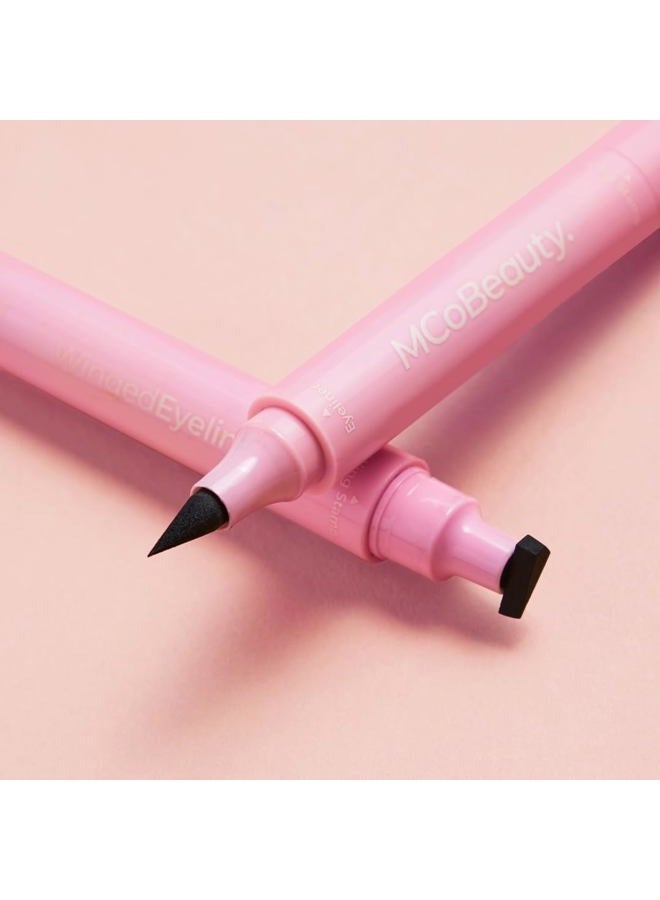 MCoBeauty ختم كحل العيون المجنح، ختم كحل العيون مزدوج الطرف وكحل سائل، مقاوم للتلطخ والماء، نباتي، مستحضرات تجميل خالية من القسوة - Image 4