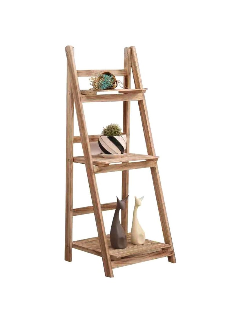 FFD Plant Stand 3 Tier Folding Plant Stand Shelves Garden Wooden Flower Pot For Books And Also Can Be Used In Waashroom Beige  - Image 2