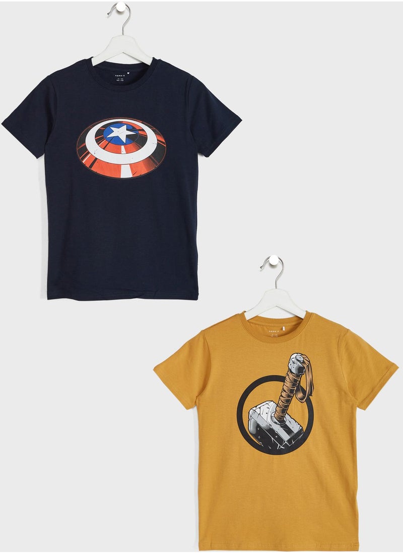 NAME IT - Kids 2 Pack Marvel T-Shirt - Image 1