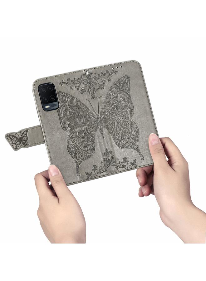 S-TOP Case For OPPO A54 4G Butterfly Love Flowers Embossed Horizontal Flip Leather Case with Holder & Card Slots & Wallet & Lanyard - Image 5