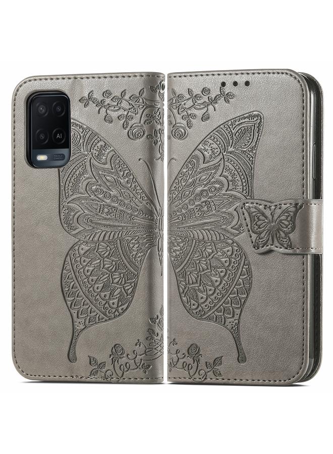 S-TOP Case For OPPO A54 4G Butterfly Love Flowers Embossed Horizontal Flip Leather Case with Holder & Card Slots & Wallet & Lanyard - Image 2