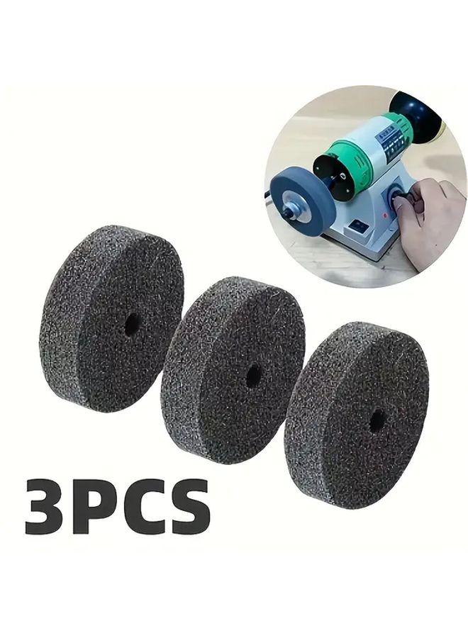 3 Inch Grinding Wheel Set 3pcs Round Polishing Wheel Replacement For Mini Desktop Bench Grinder Applications - Image 1