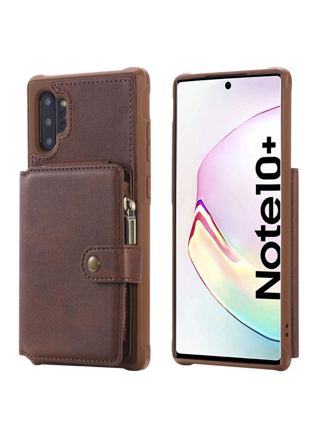 زبون جراب لهاتف Galaxy Note 10 Plus، جراب واقٍ مقاوم للصدمات بسحاب مع فتحات للبطاقات وقوس وحامل للصور ووظيفة المحفظة - Image 1