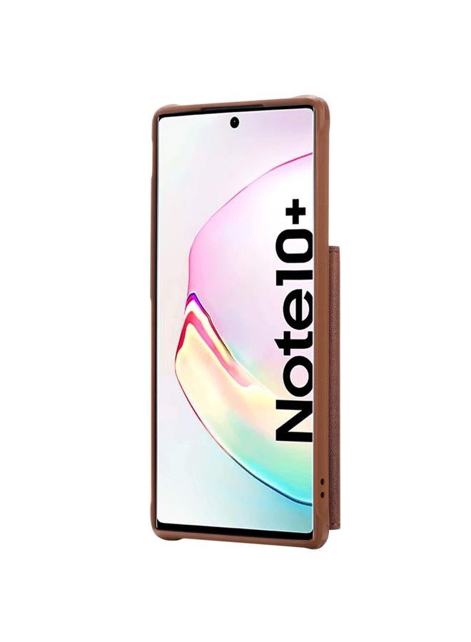 زبون جراب لهاتف Galaxy Note 10 Plus، جراب واقٍ مقاوم للصدمات بسحاب مع فتحات للبطاقات وقوس وحامل للصور ووظيفة المحفظة - Image 3