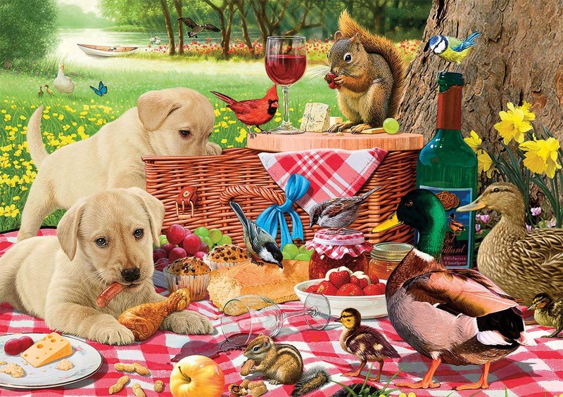 Buffalo Games - Steve Read - Picnic Raiders - Large Piece Jigsaw Puzzle For Adults - Challenging Puzzle Perfect for Game Nights - Finished Size is 21.25 x 15.00 - Image 1