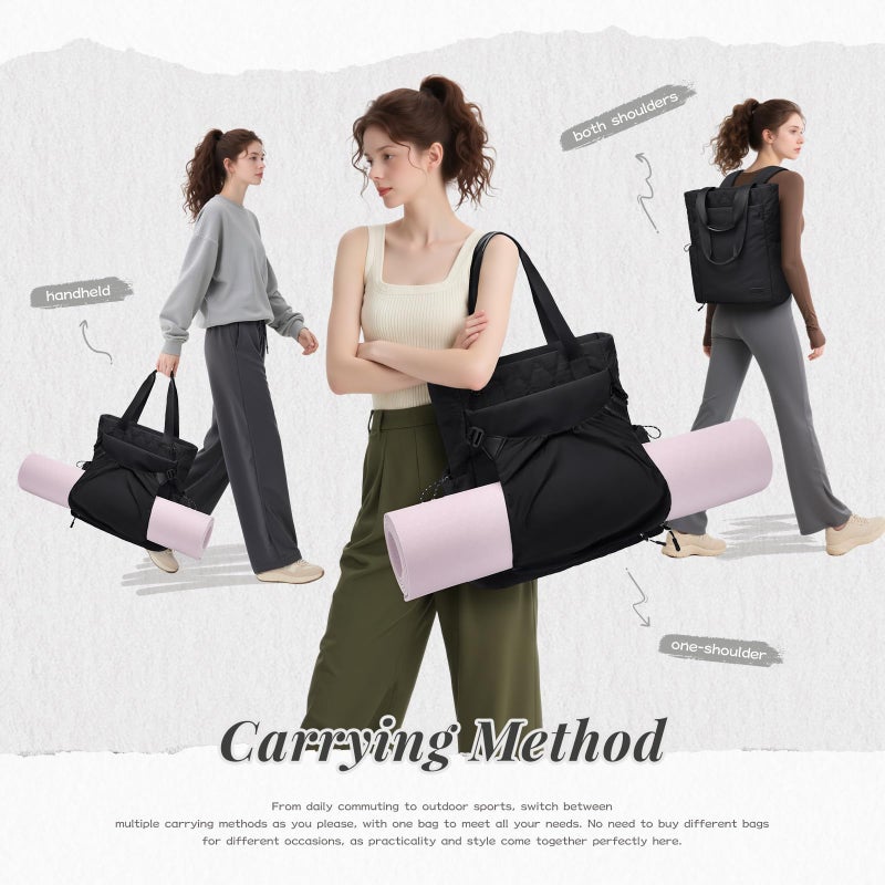 GOLF SUPAGS Convertible Laptop Backpack for Women 15.6" Laptop Tote Casual Daypack for Work Travel College Bag (Black) - Image 2
