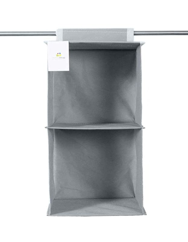 HomeStrap Non-Woven Non Woven Fabric Hanging 2 Shelf/Compartment Clothes Storage Wardrobe Organizer - (Grey)|(Pack Of 2)(Shark Tank Product) - Image 4