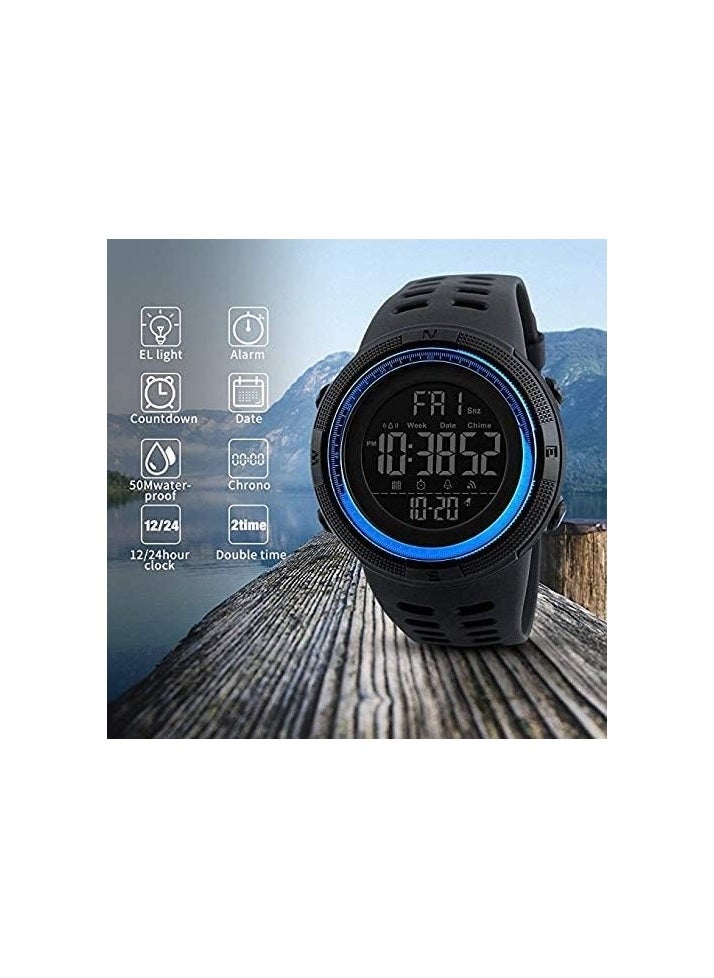 SKMEI - SKMEI 1251 Men's Digital Sports Watch Silicone Rubber Strap Wristwatch - Blue - Image 1
