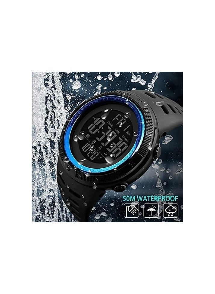 SKMEI - SKMEI 1251 Men's Digital Sports Watch Silicone Rubber Strap Wristwatch - Blue - Image 1