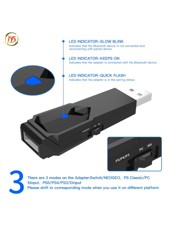JYS New Version Adapter for PS5 Gaming Controller Adapter + Wireless Bluetooth Receiver Gamepad Converter - Image 2