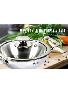 ALDA Alda Stainless Steel Wok With Glass Lid- Silver  - Image 3