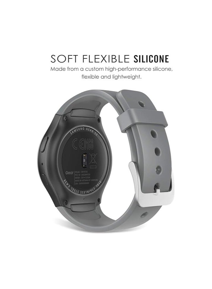 Watch Band Compatible with Samsung Gear S2, Silicone Replacement Sport Band fit Gear S2 (SM-R720 / SM-R730 ONLY) Watch, NOT FIT S2 Classic (SM-R732 & SM-R735), NOT FIT Gear Fit2,(Gray) - Image 2
