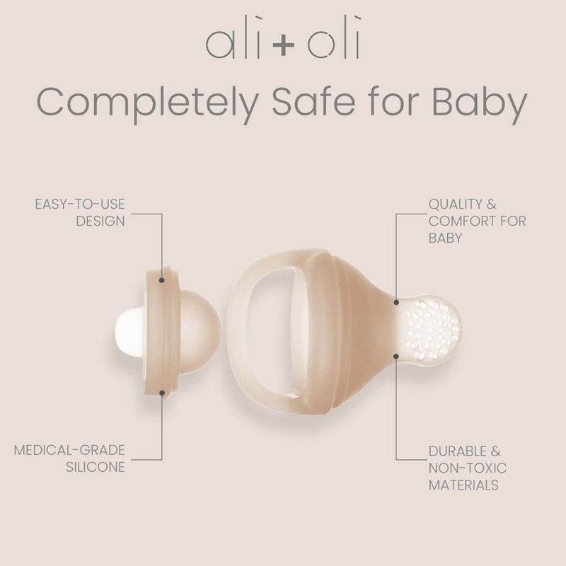 Ali+Oli (2-pc) Food & Fruit Feeder Pacifier (Oat & Coco) Set for Baby, BPA-Free Food-Grade Silicone Fruit Pacifier Feeder, Infant & Toddler Teether Soother, Fruit Teethers for Babies - Image 3