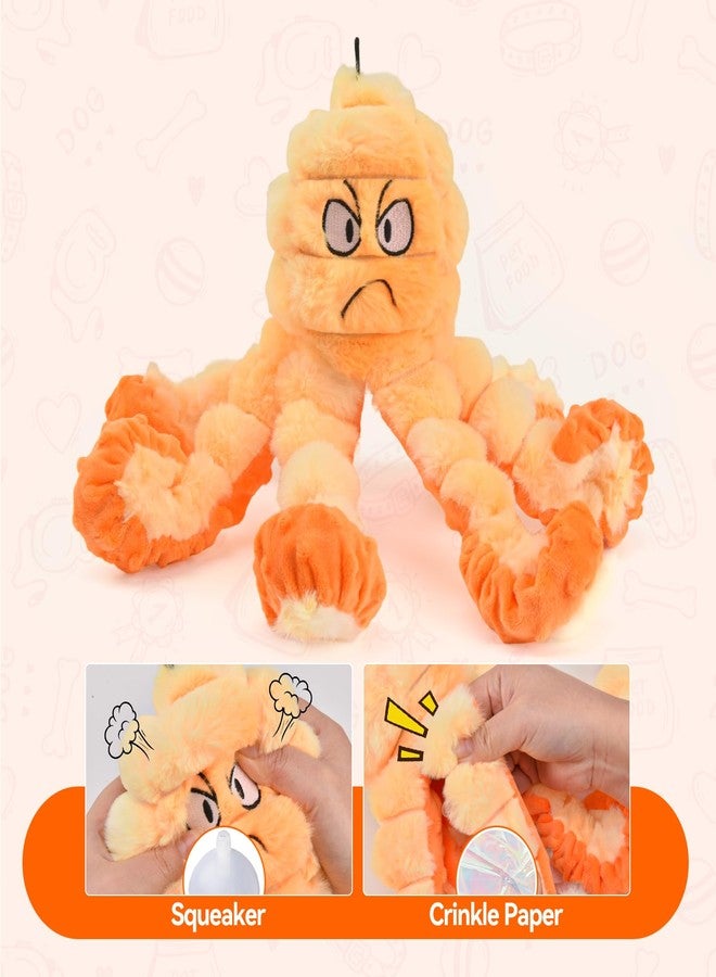 لعبة الأخطبوط الصريرية من LIFLIX، لعبة قطيفة ناعمة كبيرة للكلاب المنزلية، لعبة تفاعلية لإبقاء كلبك مشغولاً، غير مناسبة للكلاب التي تمضغ بقوة، برتقالي - Image 3