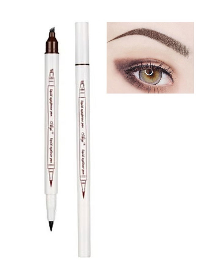 AiYi 2-in-1 Eyebrow Pencil, Liquid Eye Brow Pencil with 2 Heads, Brow Pen for Sharpening, Waterproof Long-lasting, Hair Drawing Pen (Chestnut) - Image 1
