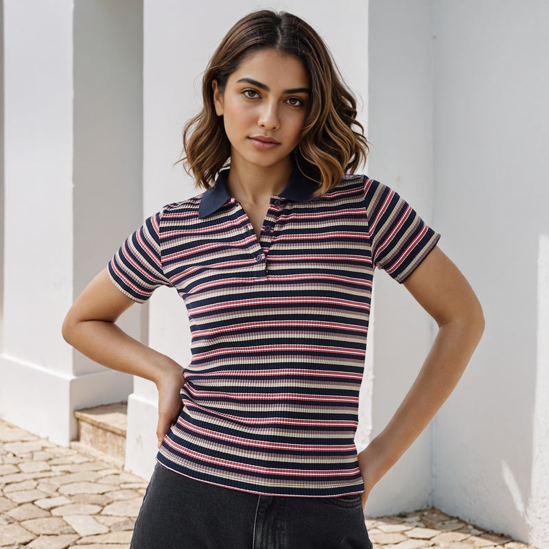 تواكستريمز تيشيرت بولو مخطط - Image 1