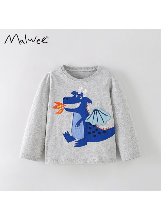 Malwee Boys T-shirt Autumn New Arrival European And American Kids Round Neck Casual Print Long Sleeve Base Layer Children's Clothing